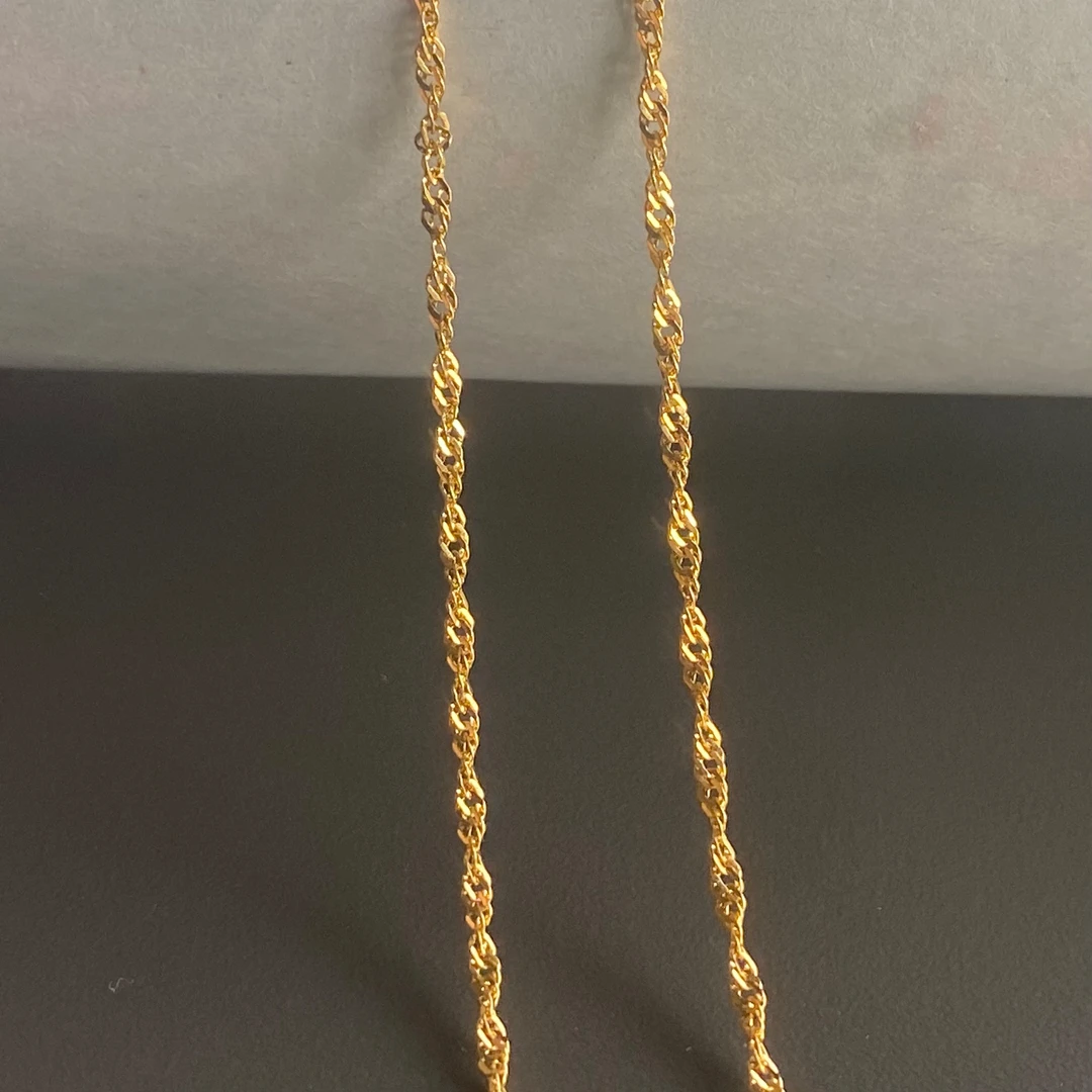 钛钢项链 洗澡不掉色M扣蕾丝水波链裸链项链女素链金色闪亮锁骨