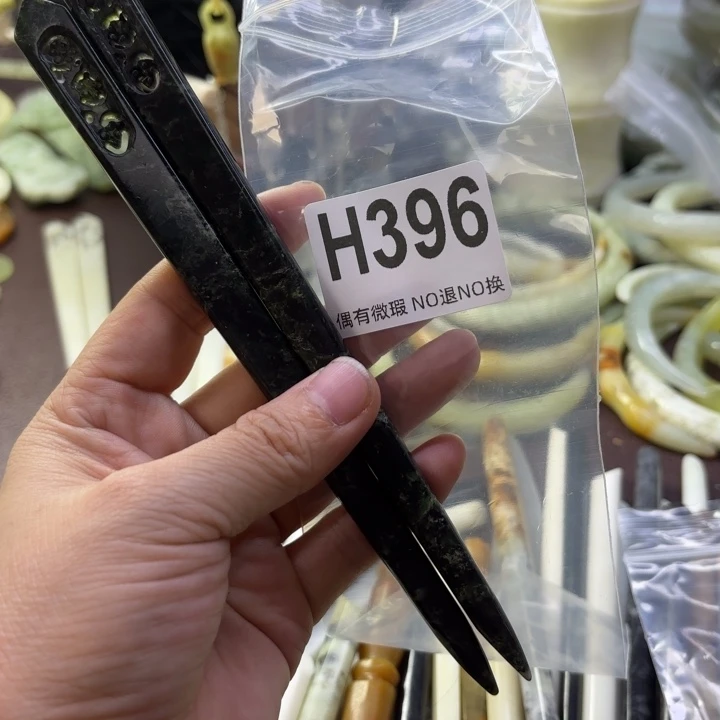 蛇纹石玉发饰合金胖*