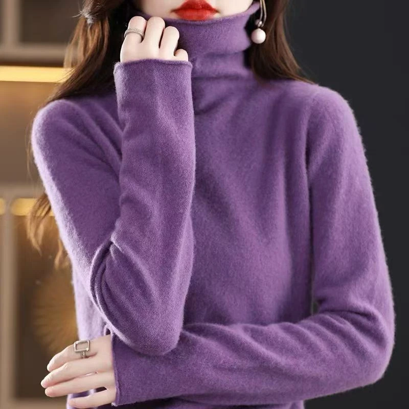 一线成衣堆堆领羊毛衫宽松内搭针织打底衫百搭显瘦无缝领138