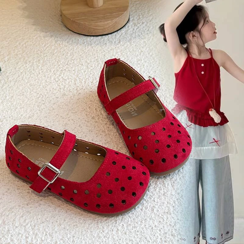 儿童玛丽珍小皮鞋2025夏季新款韩版女童软底公主鞋镂空百搭芭蕾鞋