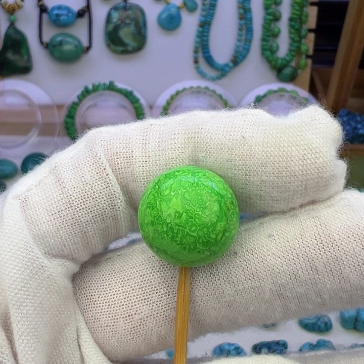 菜籽绿网花圆珠16.5mm兰