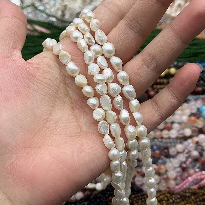 玛瑙/玉髓未镶嵌珠宝半成品一条7mm左右两面光巴洛克珍珠