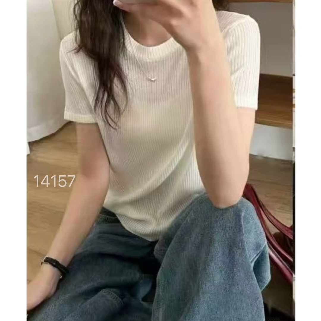 14157（部分无水洗唛，介意慎拍）SANFAN新款净版圆领针织短袖