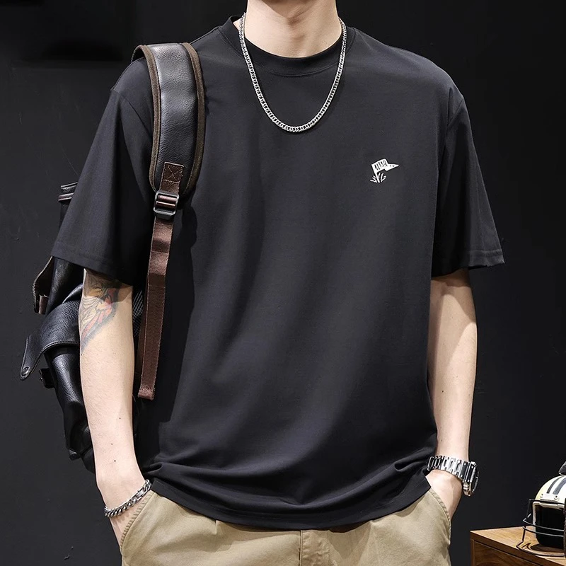 MR.MUDI/穆迪先生短袖t恤男士夏季新款宽松休闲百搭纯色潮流圆领