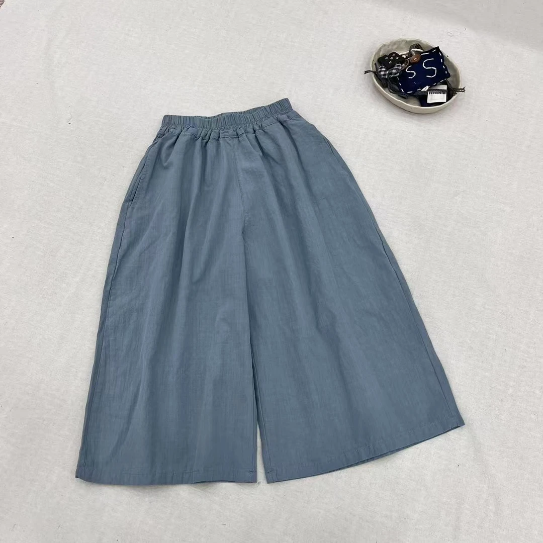 〖姐姐家〗2025夏款儿童萌娃穿搭素色阔腿休闲九分裤26639 26903