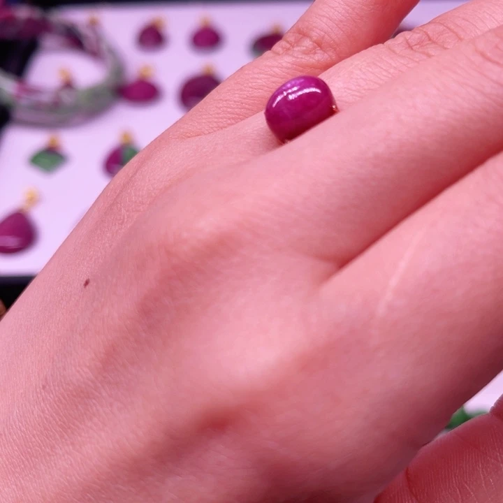 红宝石戒指银S925镶嵌