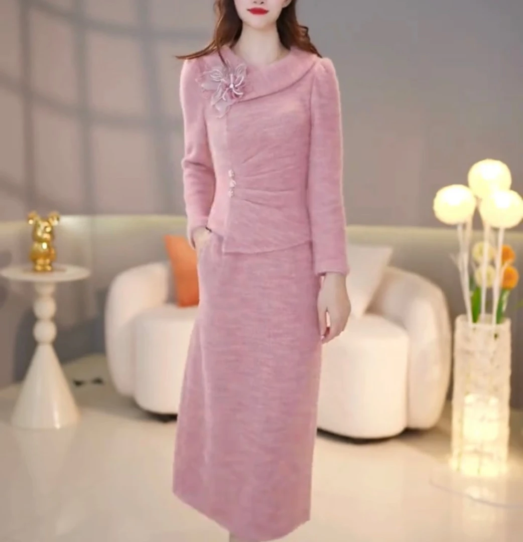 【定制套装】C1127上衣配半身裙优雅气质时尚减龄休闲显瘦收腰秋冬