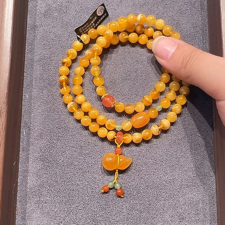 蜜蜡未镶嵌手串6.6mm蜜蜡手串