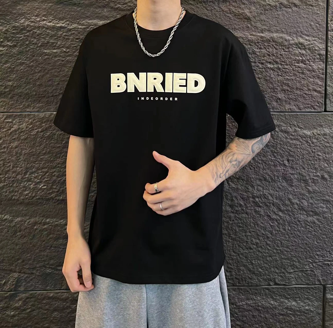 2025夏季男士潮流休闲印花韩版短袖上衣半袖新款百搭圆领宽松男装