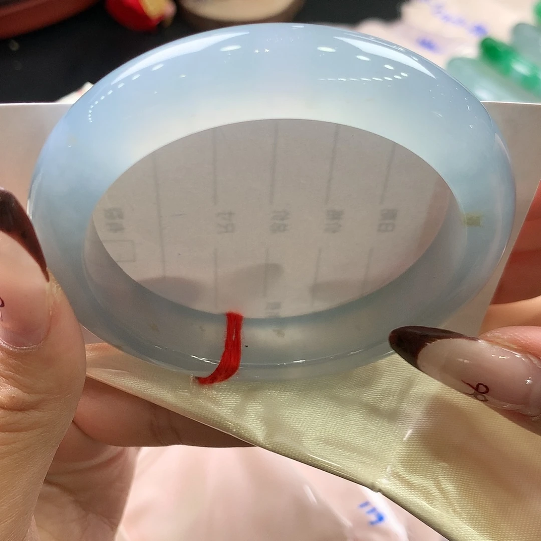 翡翠未镶嵌手镯62号冰胶baby蓝 大圈强推！