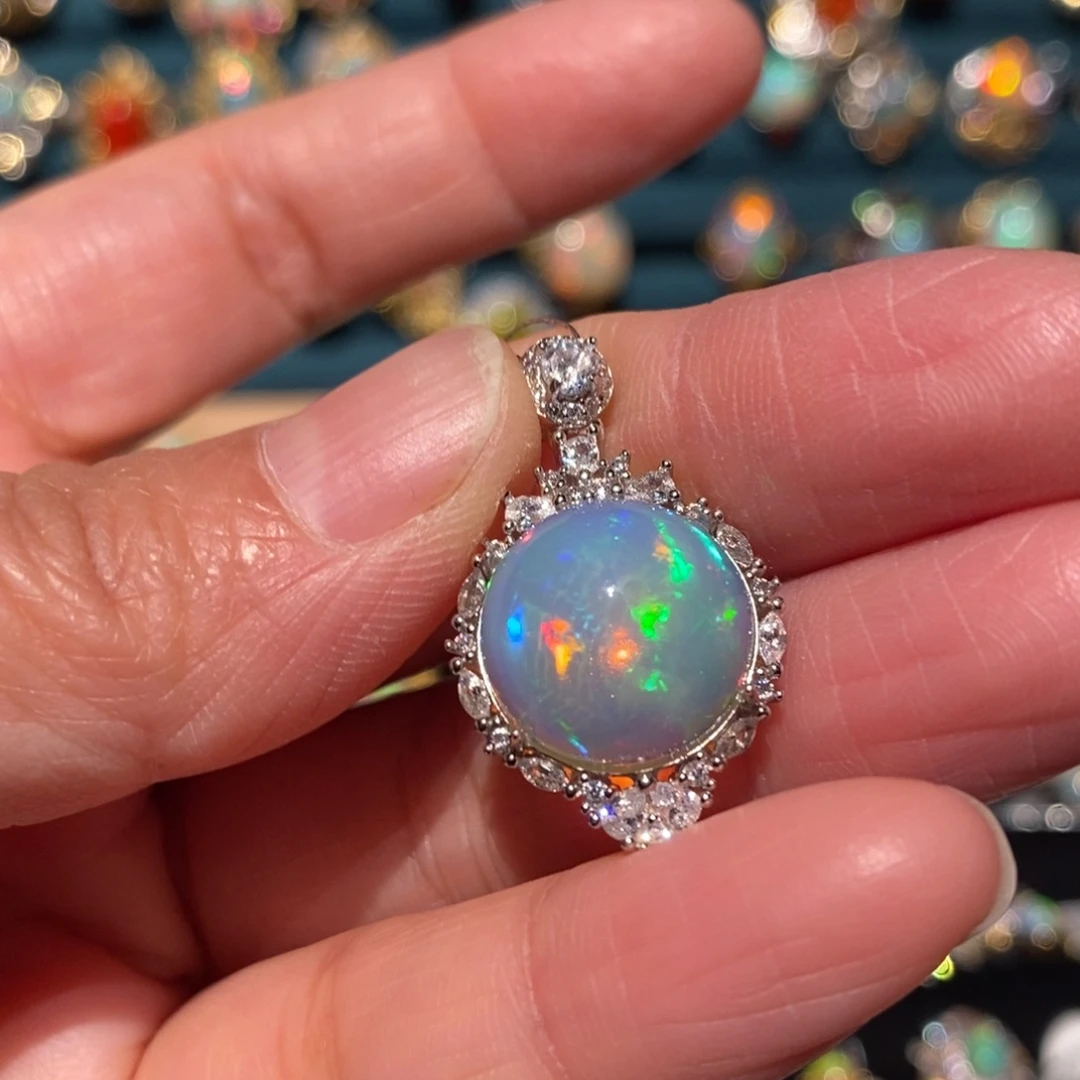 欧泊银S925镶嵌吊坠