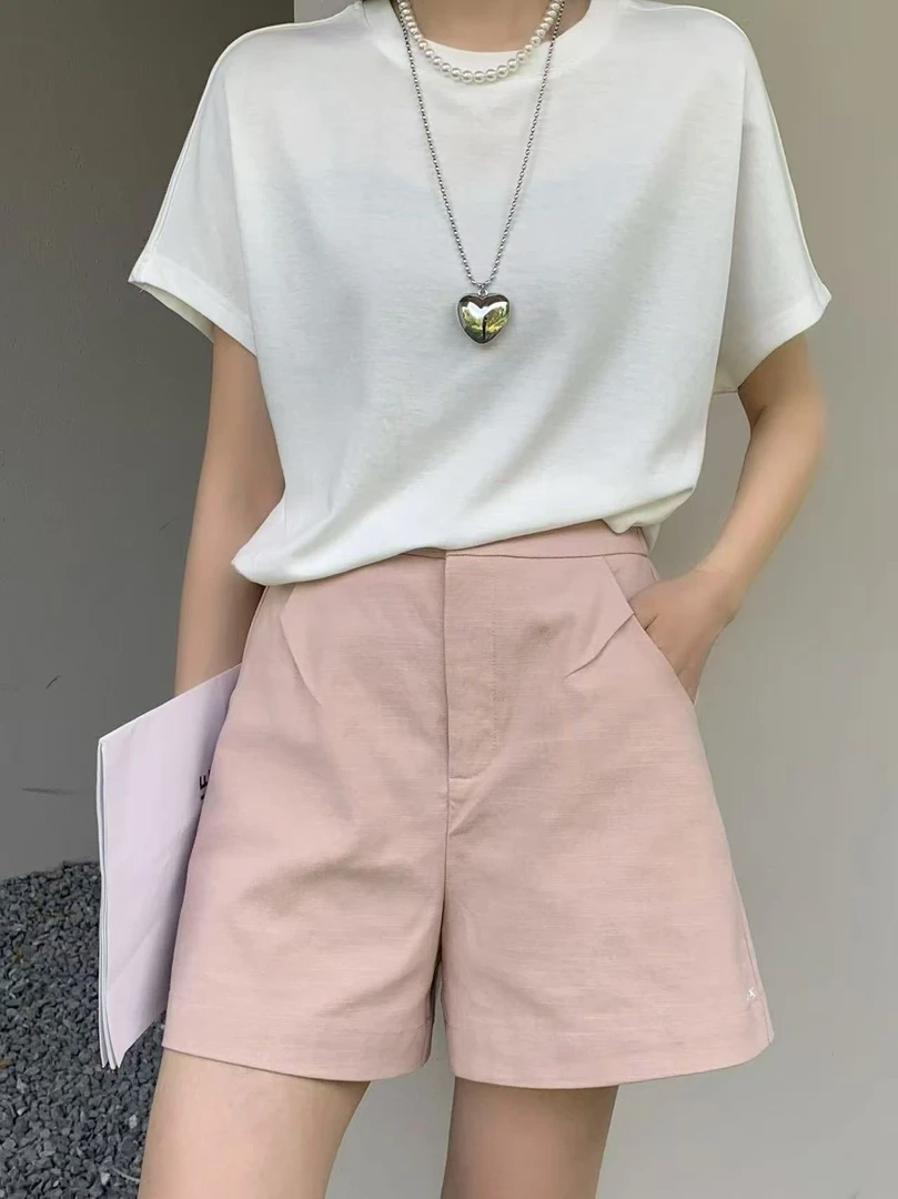 A字休闲百搭天丝麻短裤3156