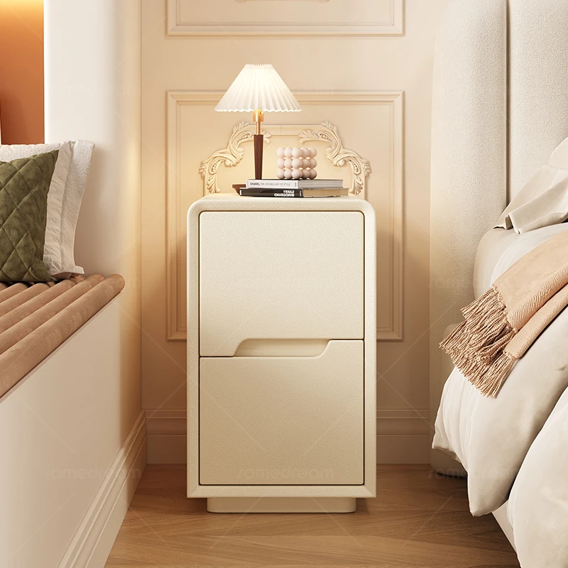 小型网红床头柜实木简约现代超窄新款卧室极窄家用储物奶油床边柜