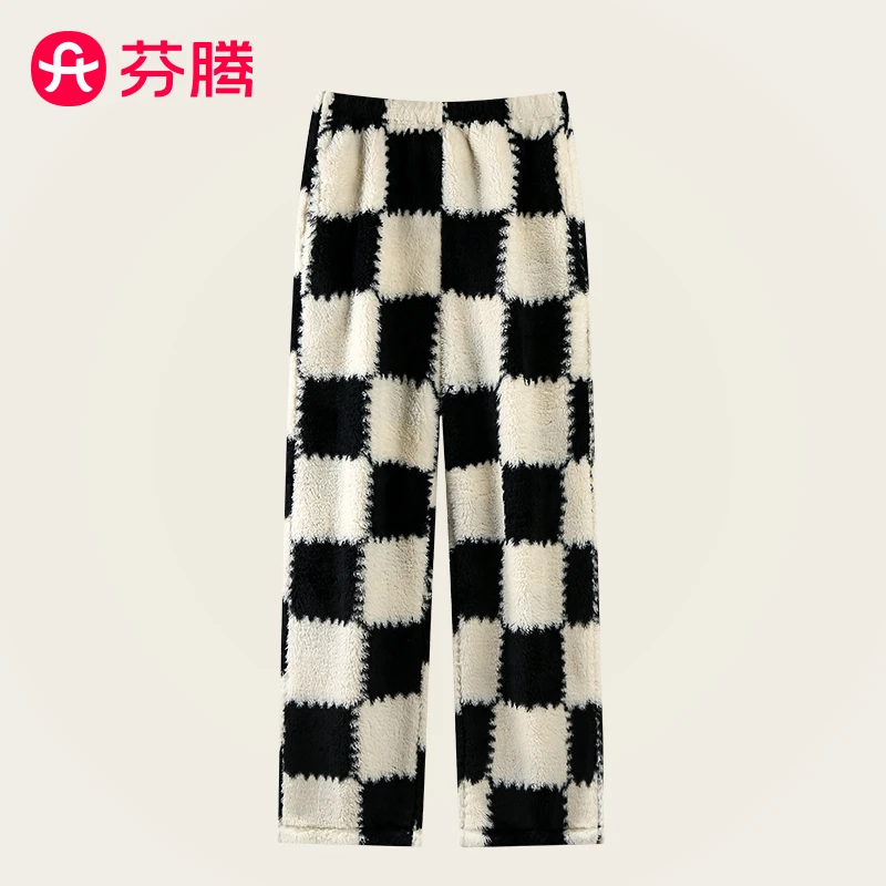 芬腾女士睡裤加绒加厚珊瑚绒单条睡衣家居服长裤可外穿秋冬家居裤