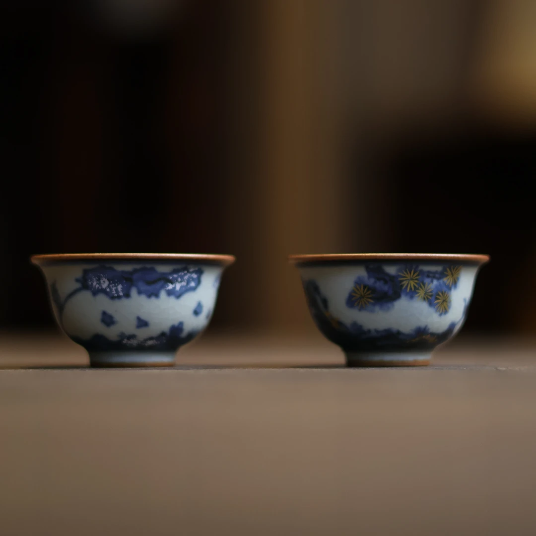 【宽窄】描银松针山水小杯（朴杯0258）