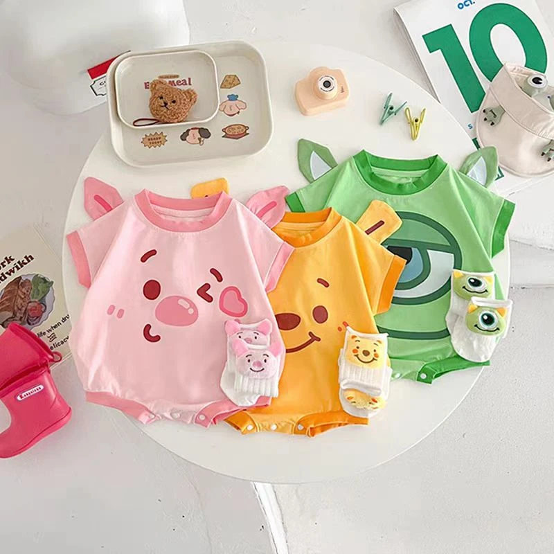 新生婴儿衣服夏季薄款棉质三角哈衣包屁衣男宝宝女短袖夏装外出服