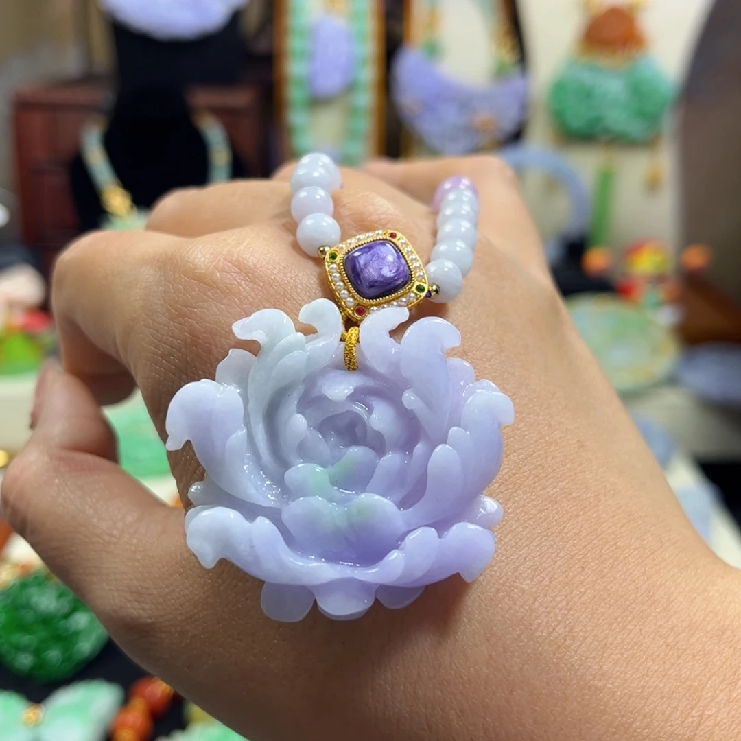 翡翠未镶嵌毛衣链冰 紫