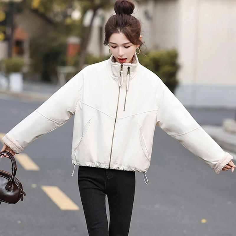 加绒加厚保暖立领棉服女冬季2025新款学生休闲百搭宽松棉衣外套潮