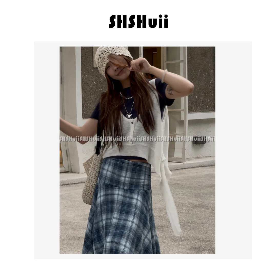 SSHuii【韩冰语】冰感不规则针织衫马甲上衣