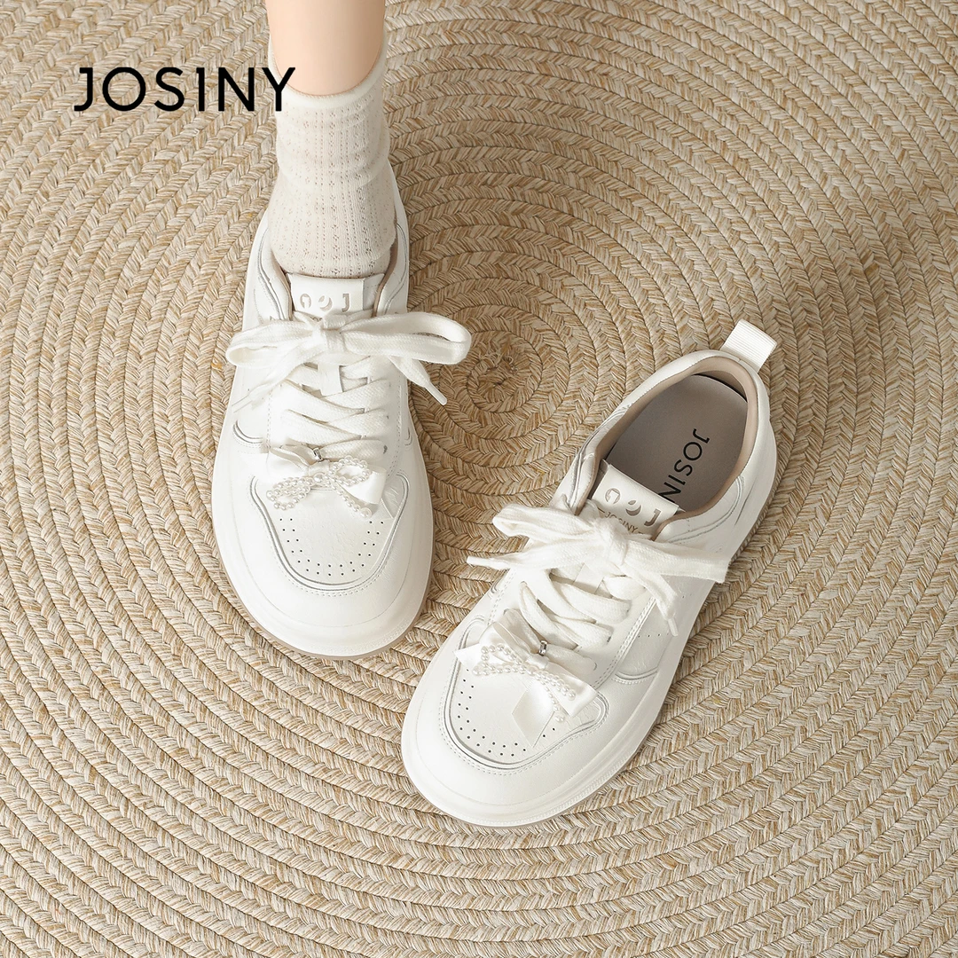 卓诗尼厚底小白鞋女2025新款秋季透气休闲运动鞋女增高百搭板鞋女
