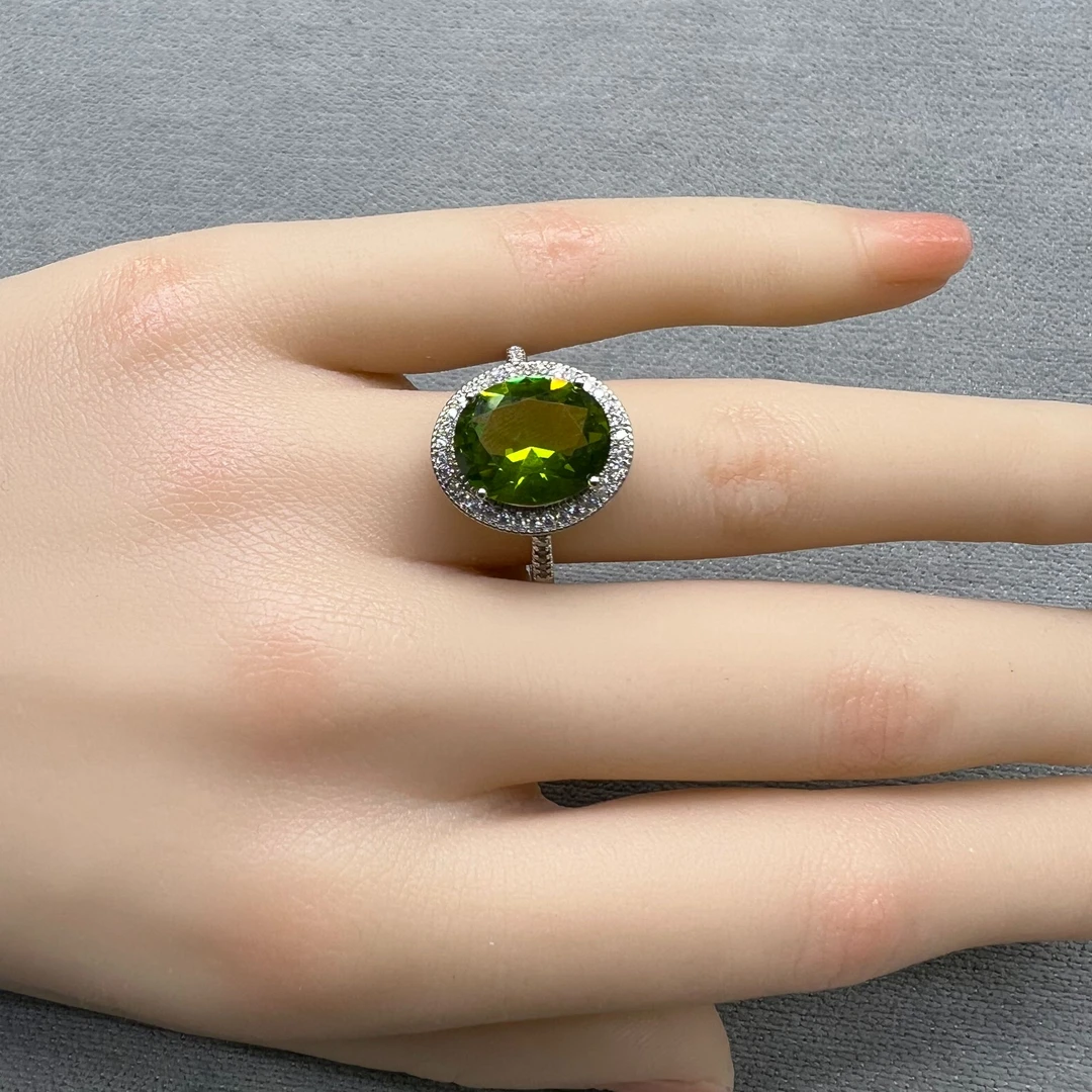 【太阳石】S925银天然橄榄石戒指A0014