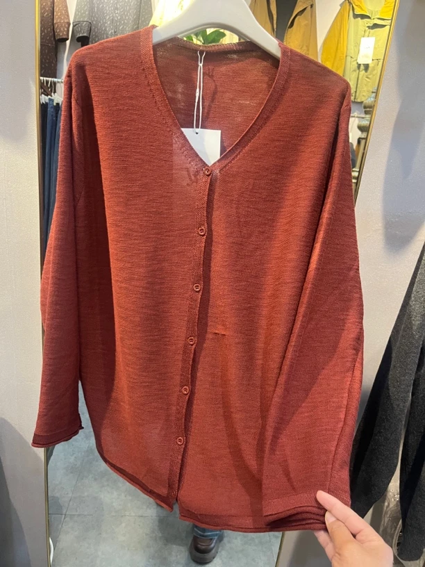 （时尚服装店）同款纯色V领针织衫毛外套