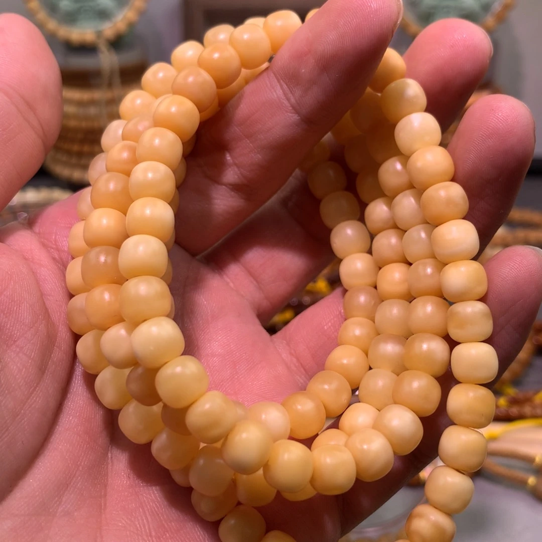 星月菩提吊坠自**柴8×7蛋黄玉化脖挂