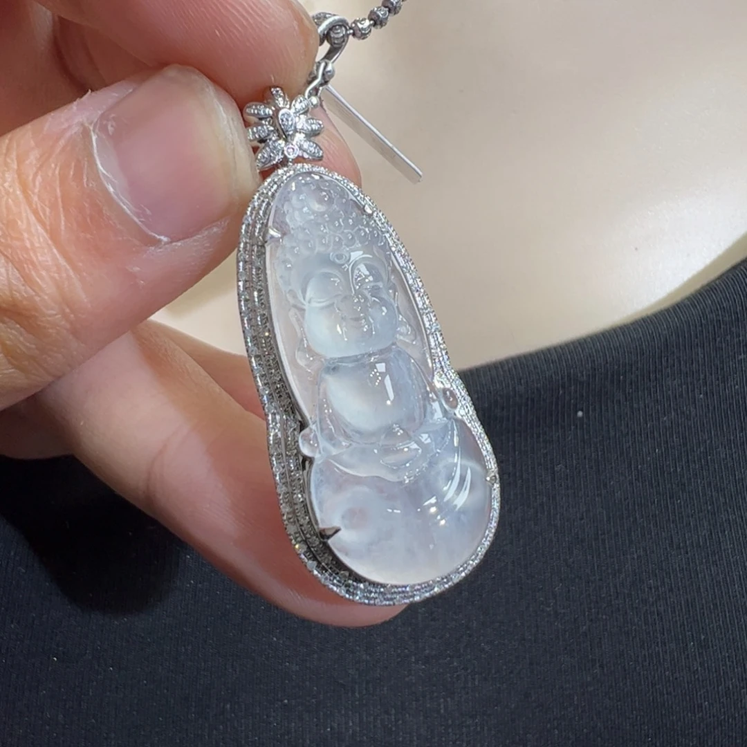 翡翠吊坠(不含链)18K金镶嵌