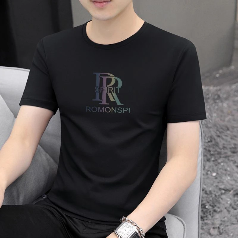 爆款男士短袖T恤夏季薄款透气圆领半袖潮流修身休闲男装百搭上衣