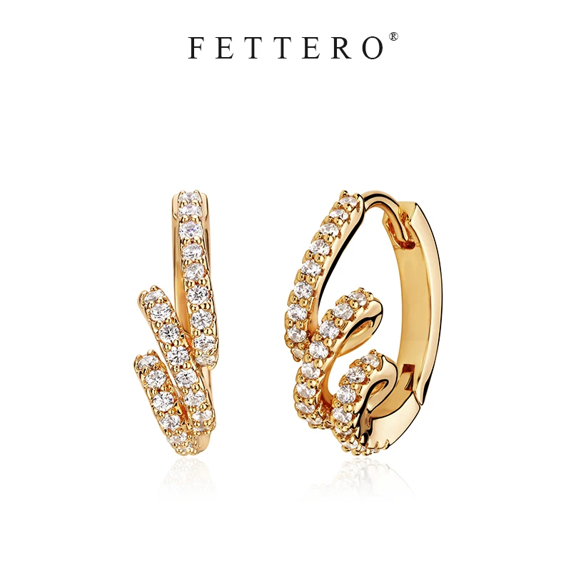 fettero 铜合金耳饰 【金色绕3圈对称耳环】气质轻奢欧美小众