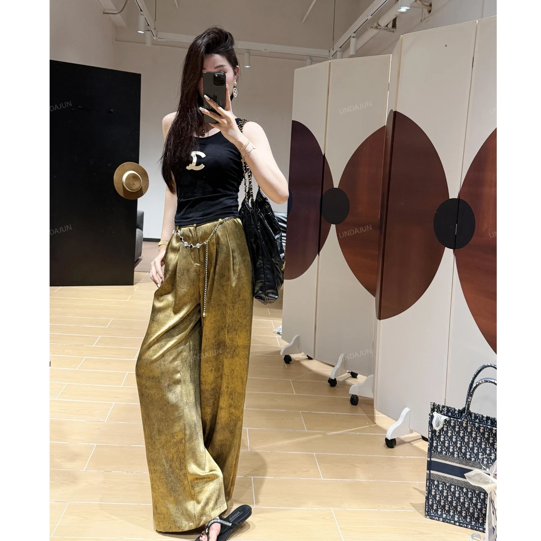 大君君 新款夏季高腰醋酸感垂感舒适显瘦深圳南油原版直筒裤女