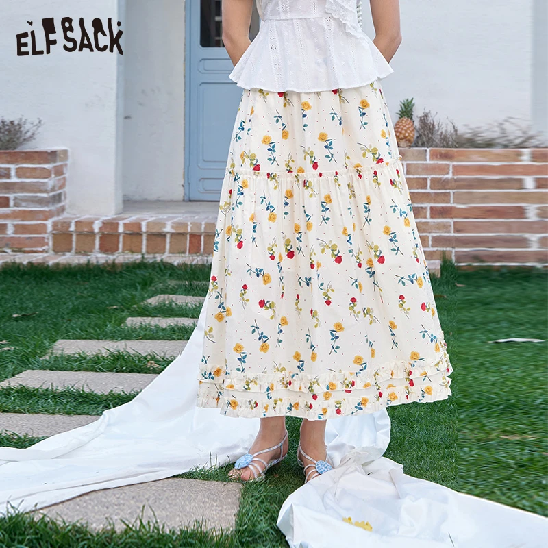 7031【金拐子】妖精的口袋满印碎花田园度假半身裙早春新款气质中