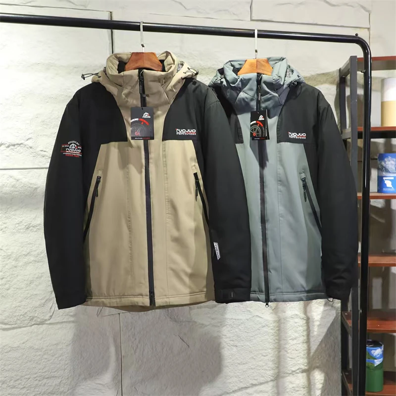 冬季男士可脱卸帽厚款保暖防风棉衣户外滑雪休闲撞色棉服外套2417