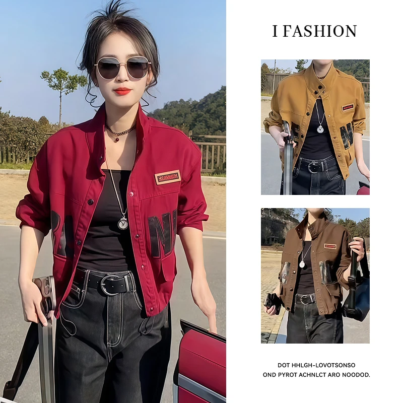 纯棉小个子时尚牛仔短外套女2025年春秋新款韩版显瘦立领夹克上衣