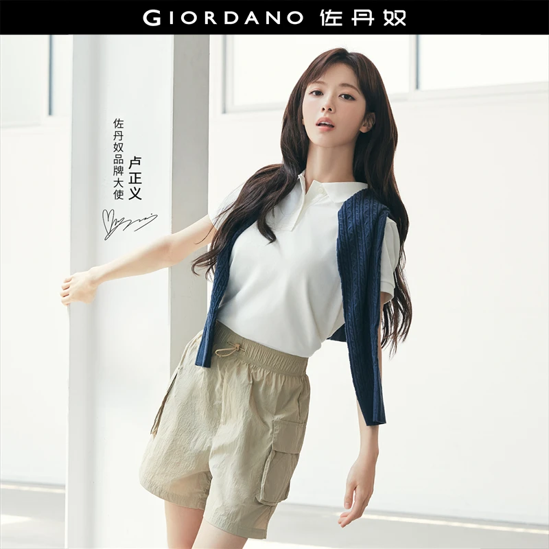 【卢正义明星款】佐丹奴男女装纯色珠地休闲情侣百搭针织短袖POLO
