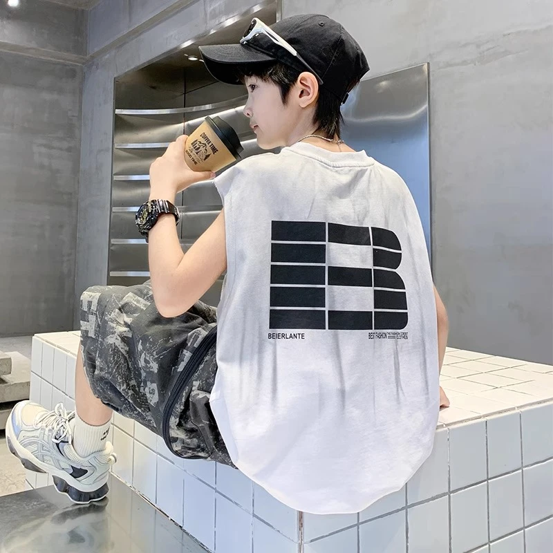 男童时尚儿童洋气背心套装2025新款宽松帅气夏季两件套衣服潮酷帅