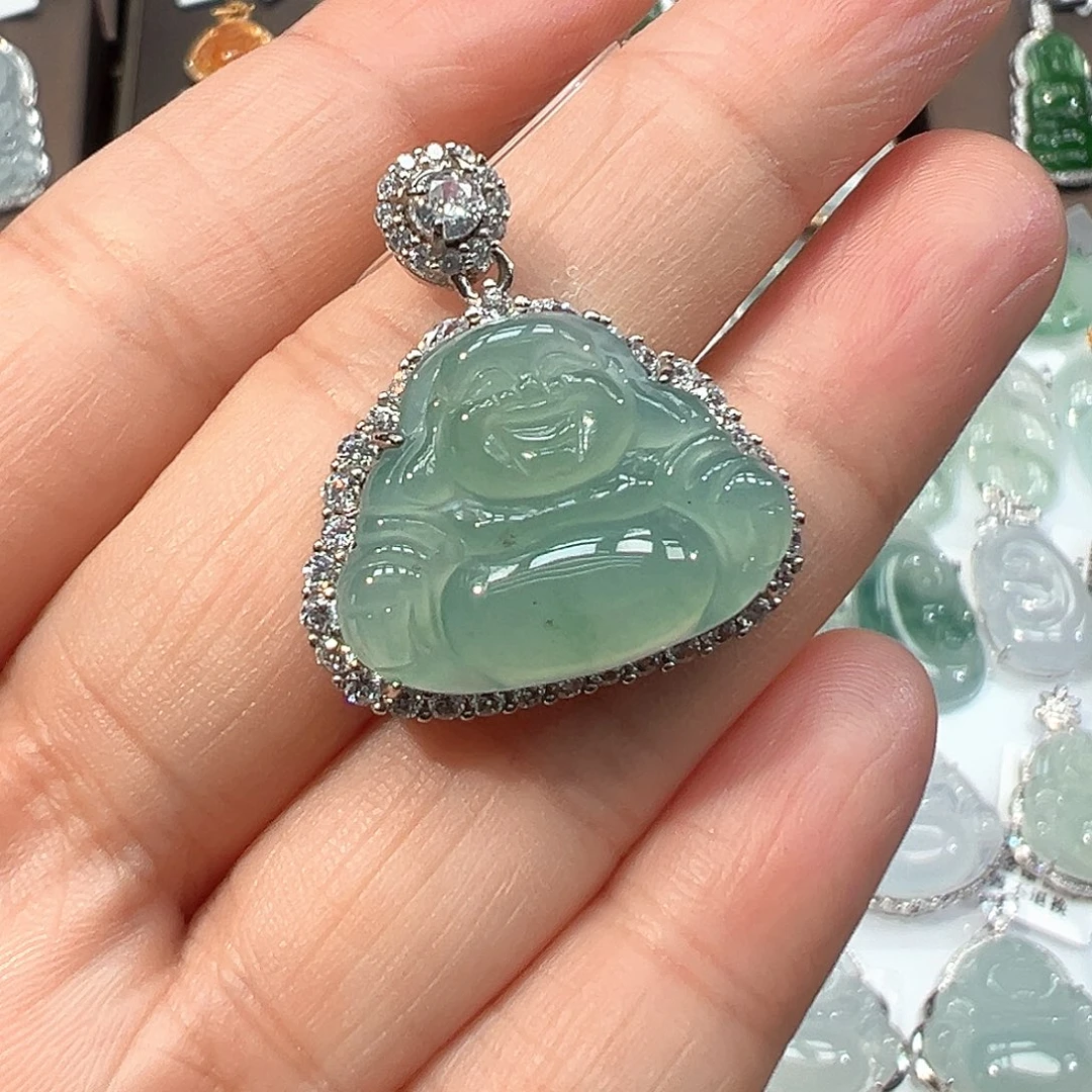 翡翠银S925镶嵌吊坠(不含链)