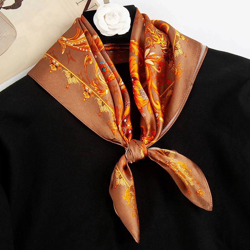 达芬奇密码秋冬新款丝巾妈妈款真丝百搭桑蚕丝方巾长辈 欧式情怀