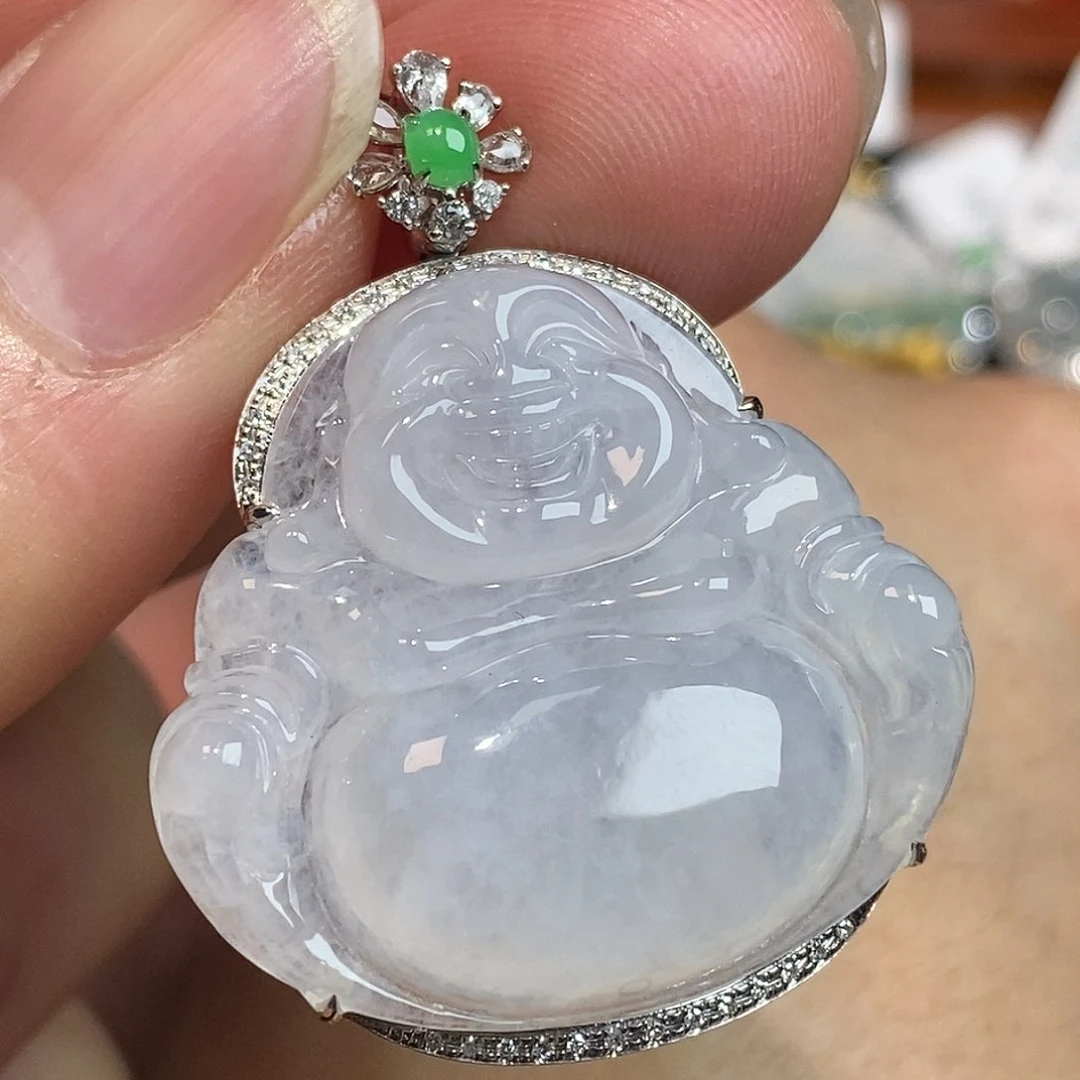 翡翠颈饰18K金镶嵌佛公