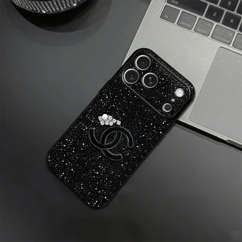 闪黑片适用苹果/华为/OPPO/VIVO/小米手机壳精孔玻璃壳防摔女款