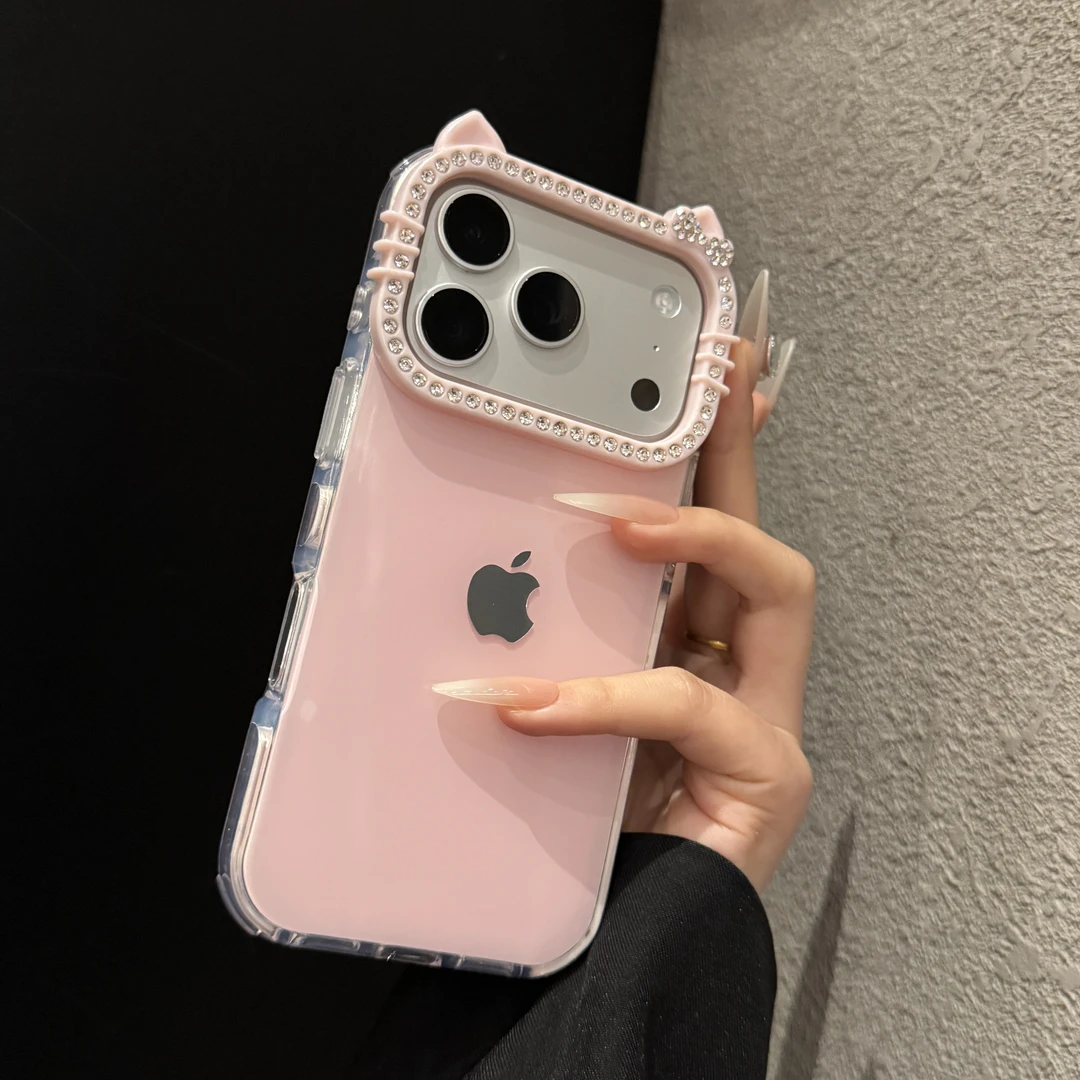 KT猫闪钻镜头适用苹果17promax手机壳个性iPhone16新款15小众14女
