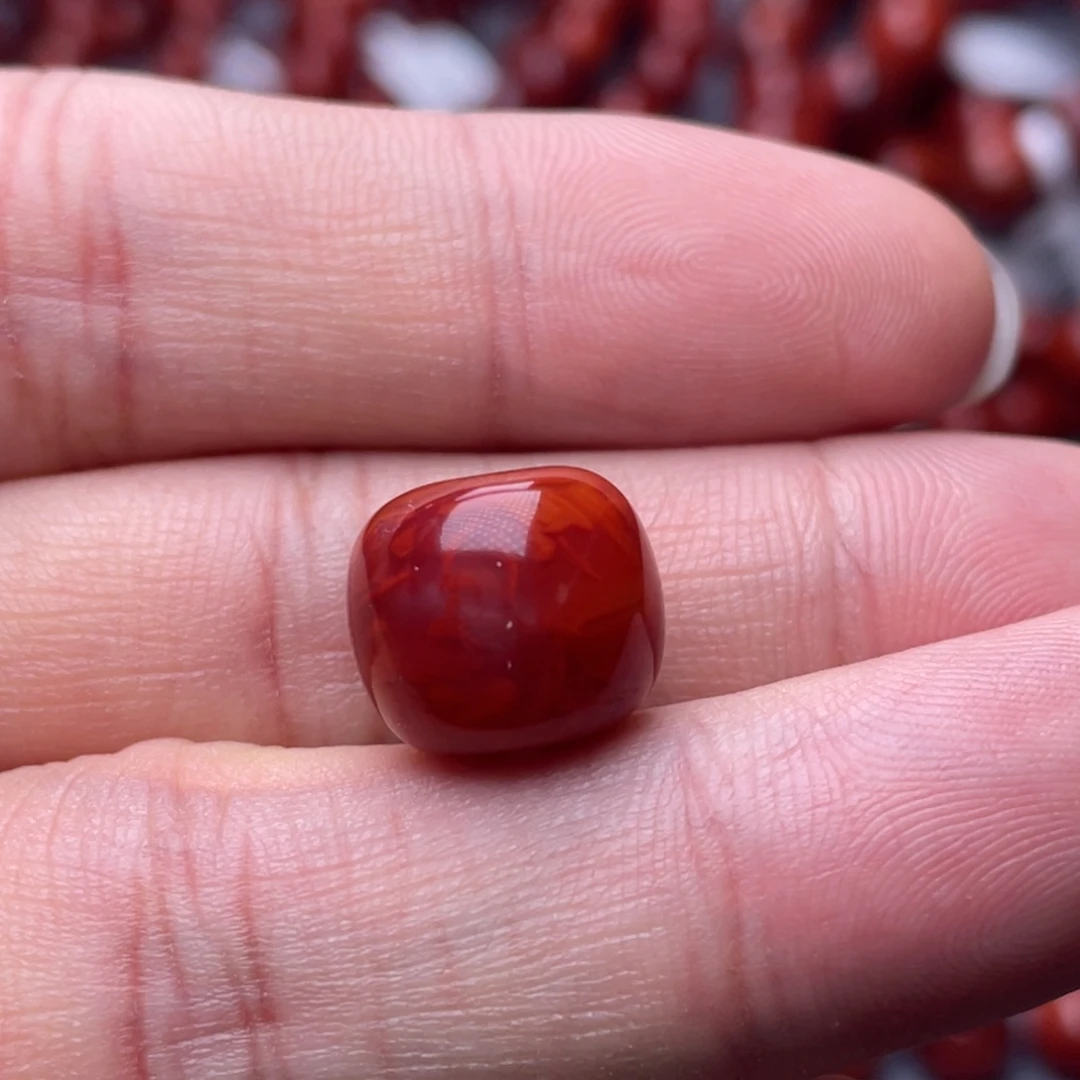 南红玛瑙未镶嵌南红玉石13.6mm瓦西牛血火焰纹老型单珠
