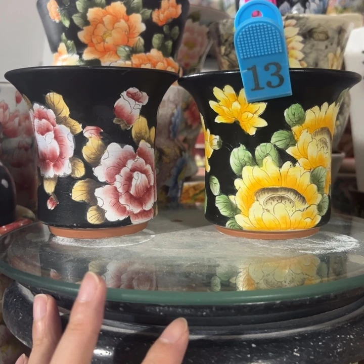 景德镇手绘花盆满38包邮偏远地区除外