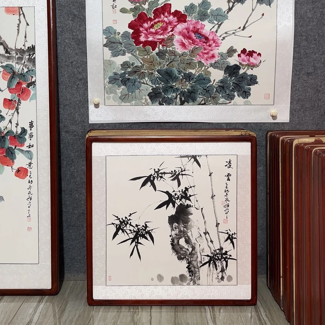 国画书画作品带框63×63