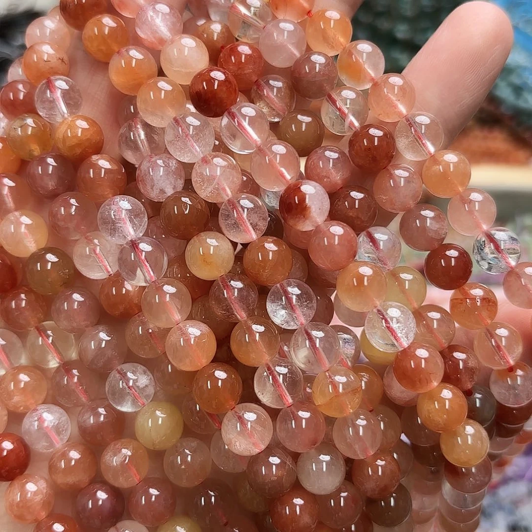 玛瑙/玉髓未镶嵌珠宝半成品卡8红兔毛圆珠一条