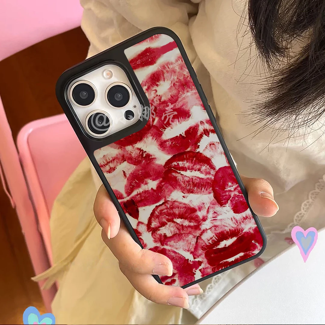ins风烈焰红唇适用苹果16pro手机壳15promax欧美风14/13爆款12P磨