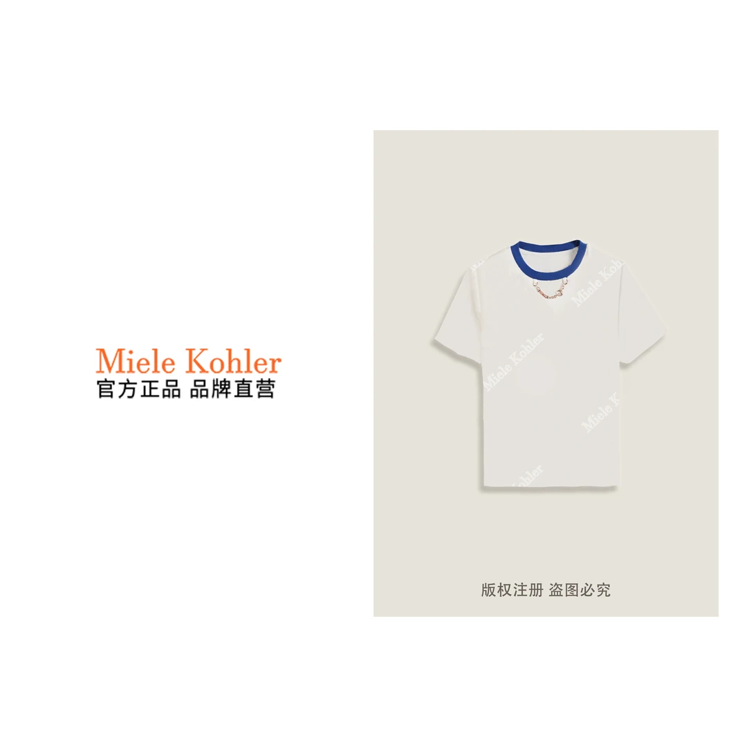 春季新款法式印花链条百搭时尚女款T恤MKKQ87323【澳门小源同款】