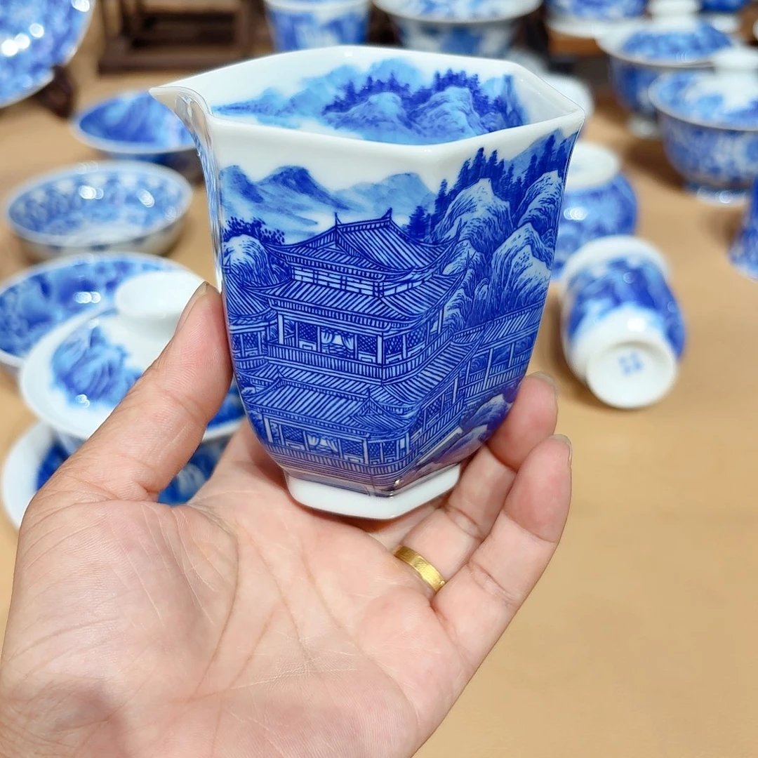 景德镇纯手绘六角公道