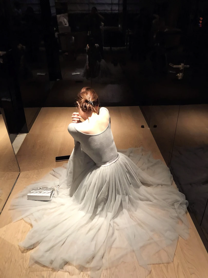 【miu系芭蕾】高级感一字肩网纱连衣裙女秋季新款氛围感穿搭长裙子