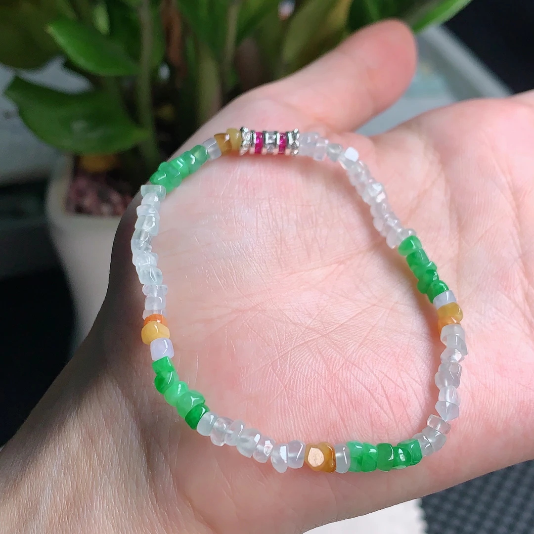 年底清仓缅甸天然A翡翠，冰润多宝岁岁平安手链 4.3mm1231